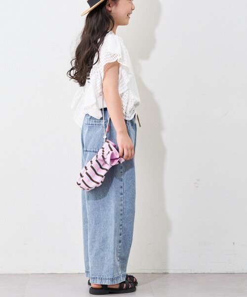 CIAOPANIC TYPY（チャオパニックティピー）の「【KIDS】メッシュフリルワンポイント刺繍ロゴTEE（Tシャツ/カットソー・キッズ・グレー/パープル/ホワイト/チャコールグレー・MEDIUM/LARGE/X-LARGE/XX-LARGE/SMALL）」の11枚目の写真