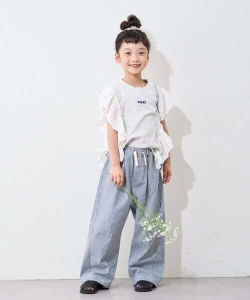 CIAOPANIC TYPY（チャオパニックティピー）の「【KIDS】メッシュフリルワンポイント刺繍ロゴTEE（Tシャツ/カットソー・キッズ・グレー/パープル/ホワイト/チャコールグレー・MEDIUM/LARGE/X-LARGE/XX-LARGE/SMALL）」の18枚目の写真