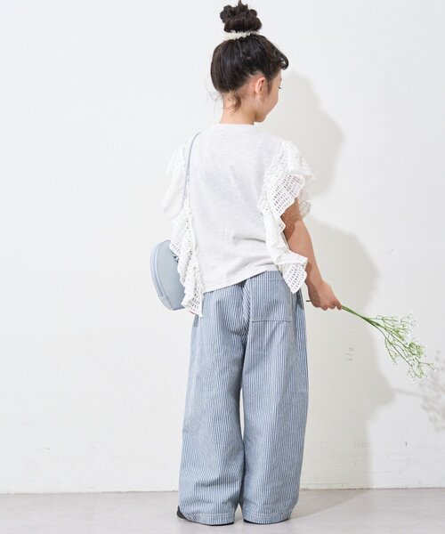 CIAOPANIC TYPY（チャオパニックティピー）の「【KIDS】メッシュフリルワンポイント刺繍ロゴTEE（Tシャツ/カットソー・キッズ・グレー/パープル/ホワイト/チャコールグレー・MEDIUM/LARGE/X-LARGE/XX-LARGE/SMALL）」の19枚目の写真