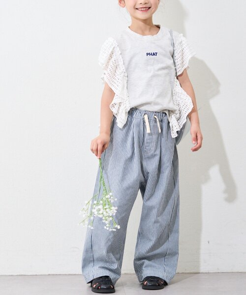 CIAOPANIC TYPY（チャオパニックティピー）の「【KIDS】メッシュフリルワンポイント刺繍ロゴTEE（Tシャツ/カットソー・キッズ・グレー/パープル/ホワイト/チャコールグレー・MEDIUM/LARGE/X-LARGE/XX-LARGE/SMALL）」の20枚目の写真