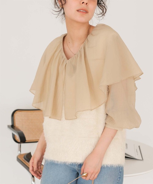 titivate(ティティベイト)の「Vネックオーバーサイズシャギーニットベスト(ベスト・レディース・グレイッシュベージュ/ライトピンク/アイボリー/ブラック/ダークブラウン/ブルー・M/S)」の10枚目の写真