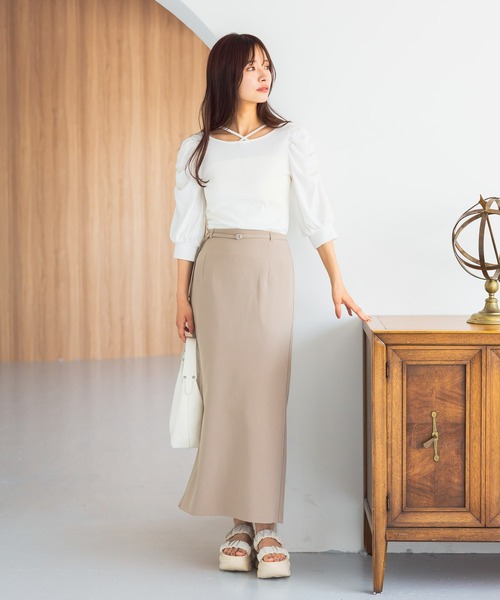 mysty woman（ミスティウーマン）の「ベルテッドナロースカート　 577251（スカート・レディース・ホワイト系その他/ブラック/グレイッシュベージュ・FREE）」の21枚目の写真