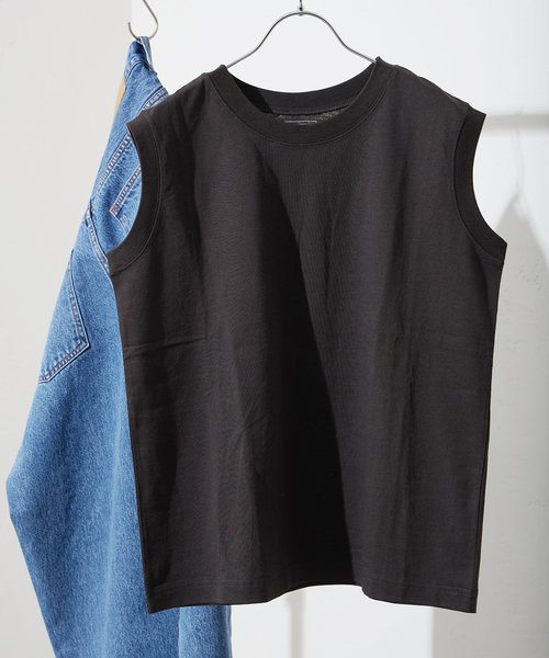 JOURNAL STANDARD(ジャーナルスタンダード)の「《追加3》汗ジミ防止天竺ノースリーブ(Tシャツ/カットソー・レディース・ホワイト/ブラック系その他/チャコールグレー・FREE)」の6枚目の写真