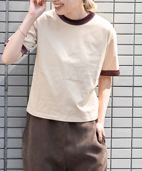 OUTDOOR PRODUCTS（アウトドアプロダクツ）の「ベロアリンガーTEE（Tシャツ/カットソー・レディース・ベージュ/ネイビー・FREE）」の2枚目の写真