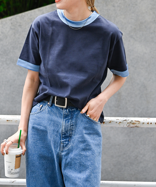 OUTDOOR PRODUCTS（アウトドアプロダクツ）の「ベロアリンガーTEE（Tシャツ/カットソー・レディース・ベージュ/ネイビー・FREE）」の19枚目の写真