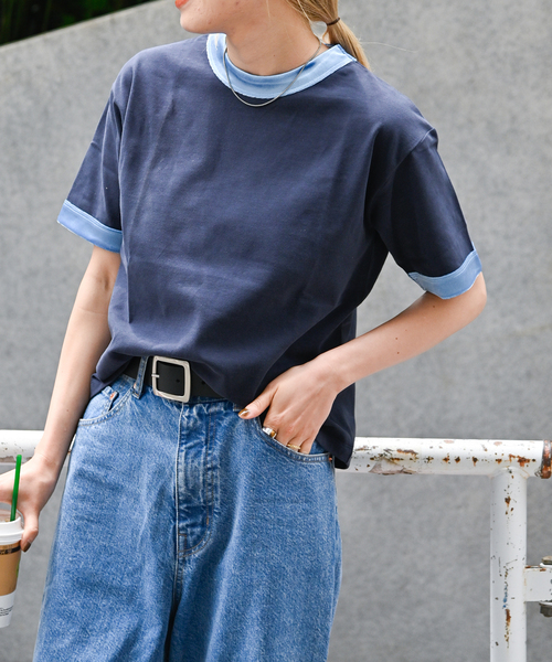 OUTDOOR PRODUCTS（アウトドアプロダクツ）の「ベロアリンガーTEE（Tシャツ/カットソー・レディース・ベージュ/ネイビー・FREE）」の20枚目の写真