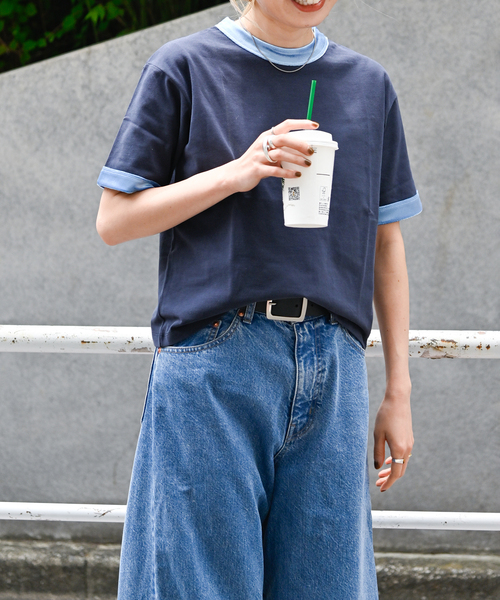 OUTDOOR PRODUCTS（アウトドアプロダクツ）の「ベロアリンガーTEE（Tシャツ/カットソー・レディース・ベージュ/ネイビー・FREE）」の12枚目の写真