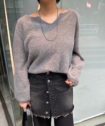 ファーウールキーネックニット