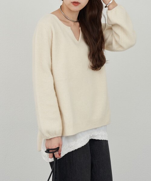 ファーウールキーネックニット（ニット/セーター）｜SHENERY