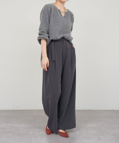 SHENERY（シーナリー）の「ファーウールキーネックニット（ニット/セーター・レディース・グレー/オフホワイト/ピンク・FREE）」の8枚目の写真