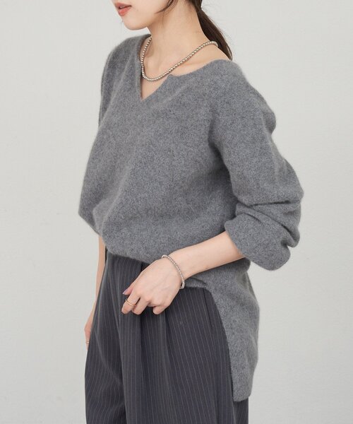 SHENERY（シーナリー）の「ファーウールキーネックニット（ニット/セーター・レディース・グレー/オフホワイト/ピンク・FREE）」の13枚目の写真