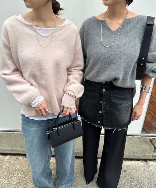 SHENERY（シーナリー）の「ファーウールキーネックニット（ニット/セーター・レディース・グレー/オフホワイト/ピンク・FREE）」の17枚目の写真