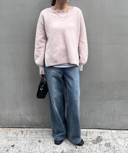 SHENERY（シーナリー）の「ファーウールキーネックニット（ニット/セーター・レディース・グレー/オフホワイト/ピンク・FREE）」の18枚目の写真