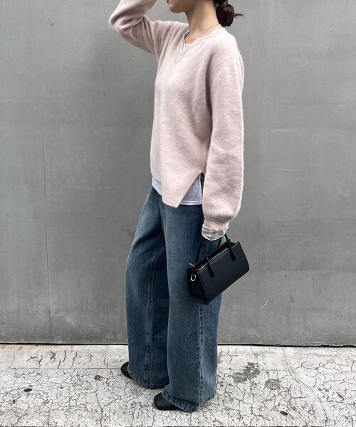 SHENERY（シーナリー）の「ファーウールキーネックニット（ニット/セーター・レディース・グレー/オフホワイト/ピンク・FREE）」の19枚目の写真