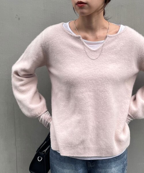 SHENERY（シーナリー）の「ファーウールキーネックニット（ニット/セーター・レディース・グレー/オフホワイト/ピンク・FREE）」の21枚目の写真