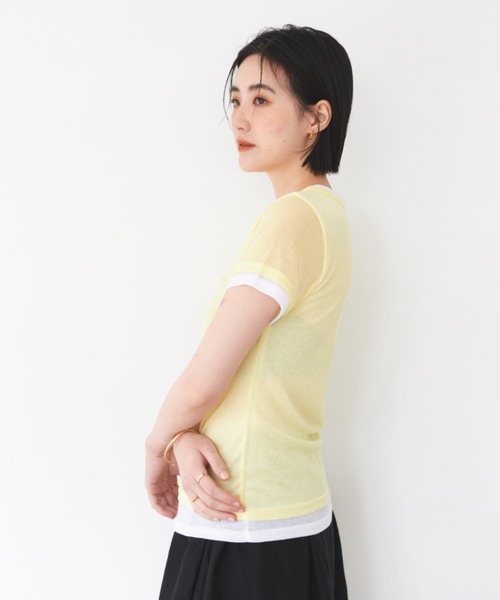 FMiBL(ファミル)の「ハーフスリーブヘンリーネックトップス(Tシャツ/カットソー・レディース・イエロー/ブラウン/ブルー・FREE)」の16枚目の写真