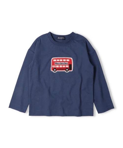 Moujonjon（ムージョンジョン）の「ロゴ・バスワッペン付長袖Ｔシャツ（Tシャツ/カットソー・キッズ・ネイビー/グリーン・80/90/100/110）」の4枚目の写真