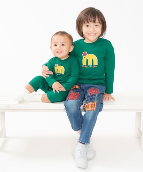 Moujonjon（ムージョンジョン）の「ロゴ・バスワッペン付長袖Ｔシャツ（Tシャツ/カットソー・キッズ・ネイビー/グリーン・80/90/100/110）」の12枚目の写真