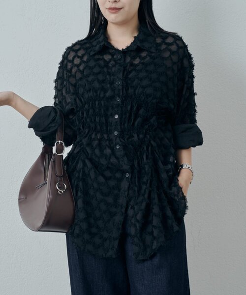 Lui's（ルイス）の「ジャガードシャーロリングブラウス（シャツ/ブラウス・レディース・オフホワイト/ブラック・FREE）」の20枚目の写真