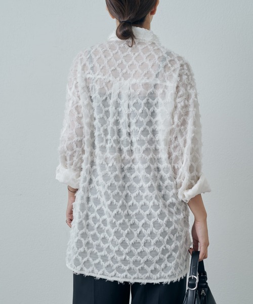 Lui's（ルイス）の「ジャガードシャーロリングブラウス（シャツ/ブラウス・レディース・オフホワイト/ブラック・FREE）」の10枚目の写真