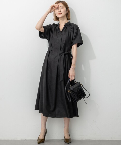 23区（ニジュウサンク）の「【洗える】トリアセスラブストレッチ ワンピース（ワンピース・レディース・ベージュ系/ブラック系・38）」の3枚目の写真