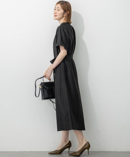 23区（ニジュウサンク）の「【洗える】トリアセスラブストレッチ ワンピース（ワンピース・レディース・ベージュ系/ブラック系・38）」の4枚目の写真