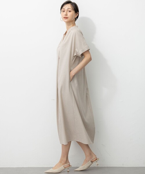 23区（ニジュウサンク）の「【洗える】トリアセスラブストレッチ ワンピース（ワンピース・レディース・ベージュ系/ブラック系・38）」の7枚目の写真