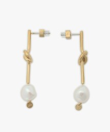 淡水パール ダブルキャッチ チェーンピアス（ピアス（両耳用