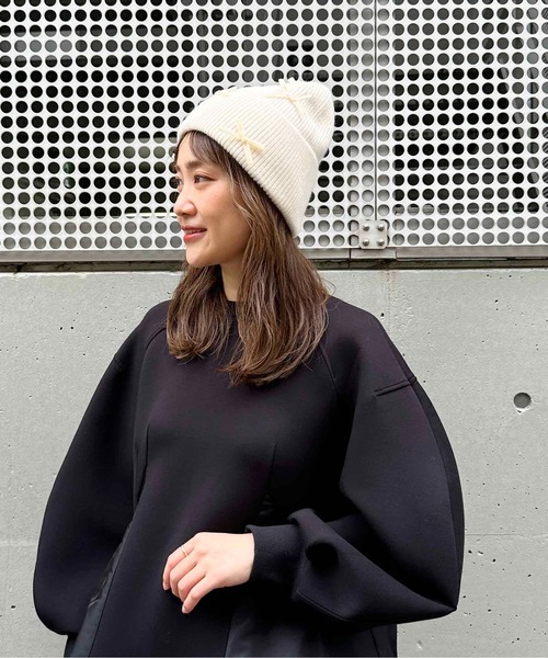PICCIN(ピッチン)の「リボンニット帽(ニットキャップ/ビーニー・レディース・ブラック/アイボリー・FREE)」の8枚目の写真
