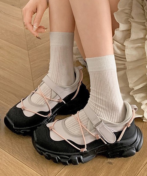 GANNI 厚底メリージェーン 23cm Black/Yellow Black Mary Jane Shoes