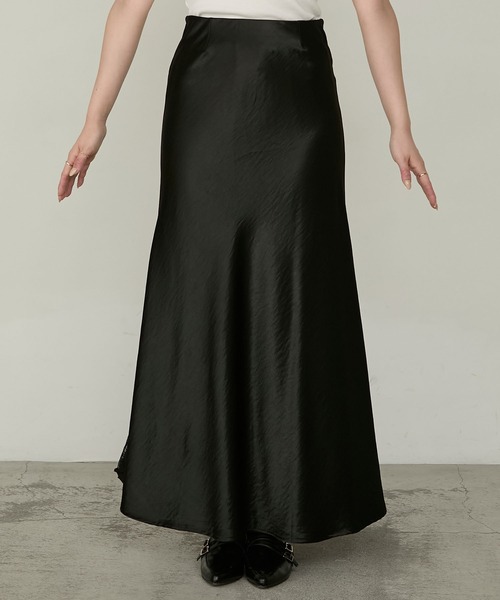 Cherir Mignon（シェリルミニョン）の「【Cherir Mignon】- Silhouette Couture -レーススリットサテンロングスカート（スカート・レディース・ブラック/ホワイト・S/M）」の22枚目の写真