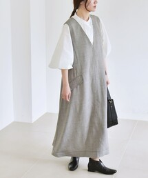 quaranciel（カランシエル）の「quaranciel:〈洗濯機可能〉ウーステッド ポケット フレア Vネック ワンピース（ワンピース）」