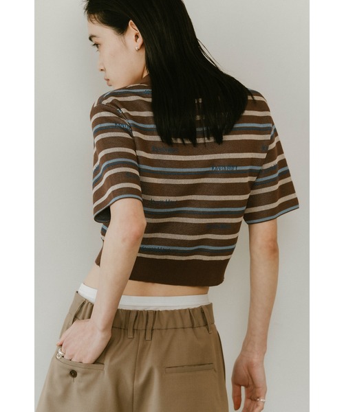 Knuth Marf(クヌースマーフ)の「Knuth Marf logo stripe polo knit(ポロシャツ・レディース・カーキブラウン/ブラウン・FREE)」の4枚目の写真