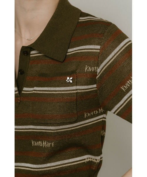 Knuth Marf(クヌースマーフ)の「Knuth Marf logo stripe polo knit(ポロシャツ・レディース・カーキブラウン/ブラウン・FREE)」の9枚目の写真