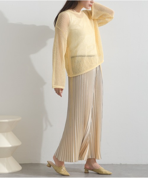 OandI（オーアンドアイ）の「ストライププリーツワイドパンツ（その他パンツ・レディース・オフホワイト・FREE）」の5枚目の写真