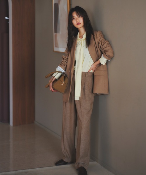 N.（N. Natural Beauty Basic）（エヌエヌナチュラルビューティーベーシック）の「【PS/低身長サイズ】ツィーディーワンタックストレートパンツ（その他パンツ・レディース・ブラウン/チャコールグレー/ベージュ・SMALL/MEDIUM/PS）」の3枚目の写真