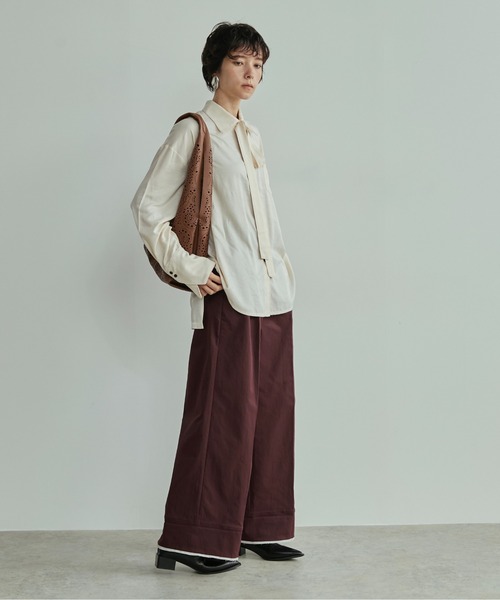 LOSCa（ロスカ）の「パンチングフェイクレザートライアングルバッグ/ポーチ付き（トートバッグ・レディース・アイボリー/ブラック/ブラウン・FREE）」の22枚目の写真