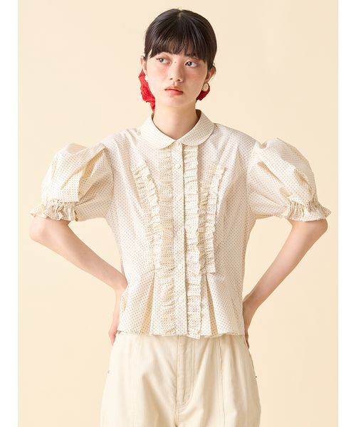 新品LILY BROWN（リリー ブラウン）フリルレースアップブラウス ドット フリルレースアップブラウス（シャツ/ブラウス）｜LILY BROWN
