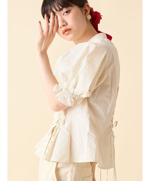 Lilybrown リリーブラウン フリルレースアップブラウス リリーブラウン LILY BROWN フリルレースアップブラウス （CHECK