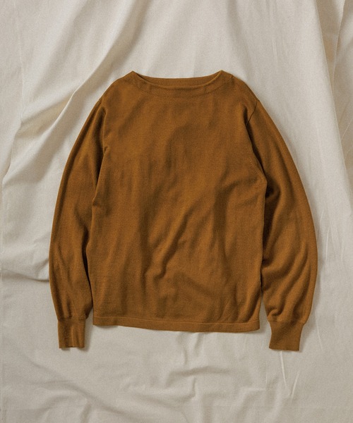 WILD LIFE TAILOR Adam et Rope'(ワイルドテーラーアダムエロペ )の「【WILD LIFE TAILOR】BOAT NECK LS KNIT(ニット/セーター・メンズ・ブルー/クリーム/ワイン・M/L)」の1枚目の写真