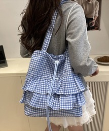 チェック柄のネイビー・ブラックバッグ セール】チェック柄トートバッグ（トートバッグ）｜yuue' ( wear