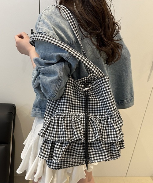 Ressaca（レサーカ）の「ギンガムチェックフリル巾着トートバッグ（トートバッグ・レディース・ブルー/ピンク/レッド/ブラック・FREE）」の2枚目の写真