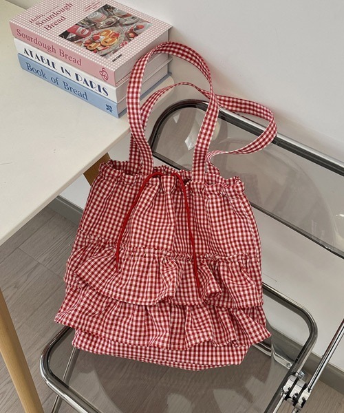 Ressaca（レサーカ）の「ギンガムチェックフリル巾着トートバッグ（トートバッグ・レディース・ブルー/ピンク/レッド/ブラック・FREE）」の13枚目の写真