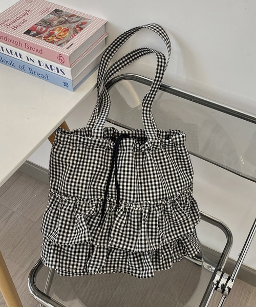 Ressaca（レサーカ）の「ギンガムチェックフリル巾着トートバッグ（トートバッグ・レディース・ブルー/ピンク/レッド/ブラック・FREE）」の7枚目の写真