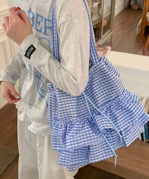 Ressaca（レサーカ）の「ギンガムチェックフリル巾着トートバッグ（トートバッグ・レディース・ブルー/ピンク/レッド/ブラック・FREE）」の15枚目の写真