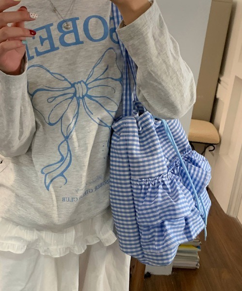 Ressaca（レサーカ）の「ギンガムチェックフリル巾着トートバッグ（トートバッグ・レディース・ブルー/ピンク/レッド/ブラック・FREE）」の16枚目の写真