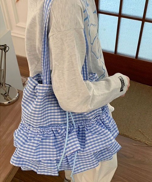 Ressaca（レサーカ）の「ギンガムチェックフリル巾着トートバッグ（トートバッグ・レディース・ブルー/ピンク/レッド/ブラック・FREE）」の18枚目の写真