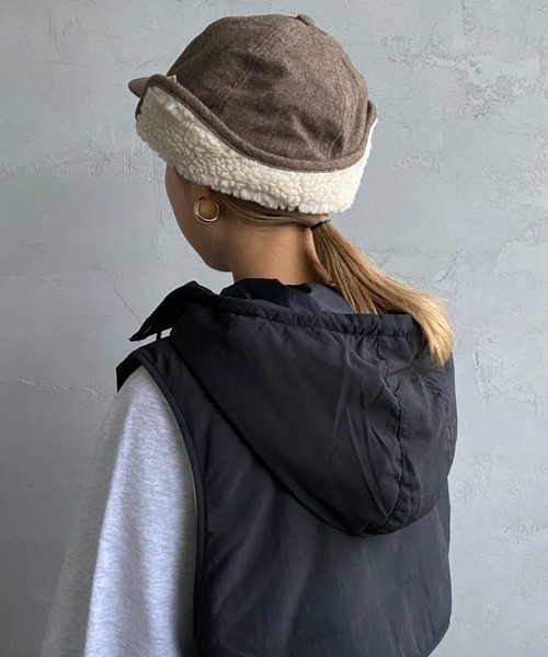 DANTON（ダントン）の「[DANTON/ダントン] 6パネル ボアフライトキャップ（キャップ・レディース・ブラック/ブラウン/チャコール・F）」の14枚目の写真