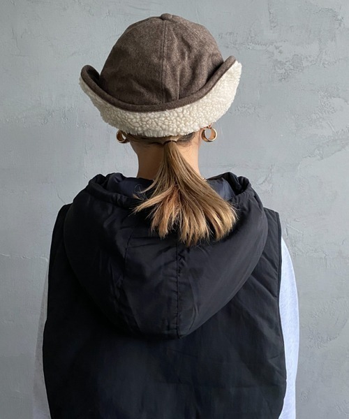 DANTON（ダントン）の「[DANTON/ダントン] 6パネル ボアフライトキャップ（キャップ・レディース・ブラック/ブラウン/チャコール・F）」の12枚目の写真