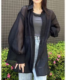 【&soiree】ラメワッシャー袖ボリュームオーバーサイズシャツ